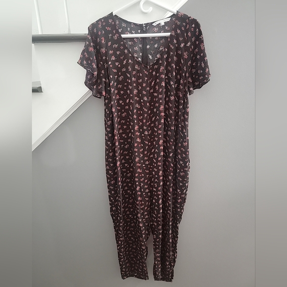 The nines by Hatch | women black jumpsuit with red floral Print Pockets Comfy - Picture 3 of 7